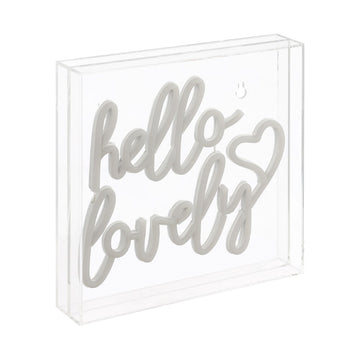 Hello Lovely Square Contemporary Glam Acrylic Box USB Operated LED Neon Light - JONATHAN Y